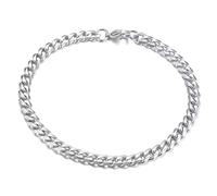 LXBQYSTO Stainless Steel 5mm/7mm/9mm Cuban Link Bracelet for Men, Silver/Gold 7.09/8.27/9.06 inch Fashion Hop Jewelry Gifts, 8.27inch, Stainless Steel, no gemstone