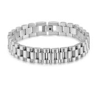 LXBQYSTO Stainless Steel Link Bracelet for Men, Watch Band Gift for Father Husband, 7.87in, Stainless Steel, no gemstone