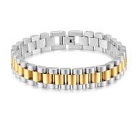 LXBQYSTO Stainless Steel Link Bracelet for Men, Watch Band Gift for Father Husband, 7.87in, Stainless Steel, no gemstone