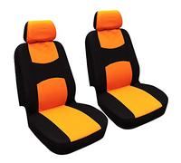 LXBSXY Front Pair Car Seat Covers for Opel Corsa E 2014-2025, Front Car Seat Covers Breathable With 2 Mm Composite Sponge Polyester Cloth Seat Covers Machine Washable,A ORANGE
