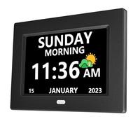 LXBYJKJ 7 Inch Digital Clock with Day and Date for Elderly Alzheimer's Dementia Clock 5 Alarms and 3 Medicine Reminders Non-Abbreviation Large Font Digital Alarm Clock for Seniors Black