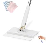 LXCJZY Automatic Cloth Changing Mini Mop, Automatic Mini Mop, Hands-Free Mini Mop Compatible with Face Towels, Disposable Floor Duster for Floor, Mirror, Wall (White, 36.6 in)