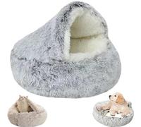 LXCJZY Cozy Cocoon Pet Bed,Cozy Cocoon Pet Bed For Dogs,Winter Pet Bed, Dog Cave Bed,Cat Hole Bed (60CM, Grey long plush)