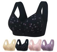 LXCJZY Daisy Bra, Comfortable Breathable Lisa Charm Daisy Bra, Women's Wire-Free Front Button Closure Bra (Black, 3XL)