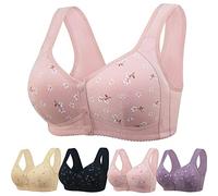 LXCJZY Daisy Bra, Comfortable Breathable Lisa Charm Daisy Bra, Women's Wire-Free Front Button Closure Bra (Pink, XL)