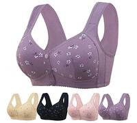 LXCJZY Daisy Bra, Comfortable Breathable Lisa Charm Daisy Bra, Women's Wire-Free Front Button Closure Bra (Purple, 6XL)