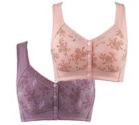 LXCJZY Glamorette Snap Front Bra Older Women,Cotton Front Closure Bra (Purple+Pink, 3XL)