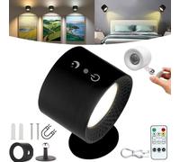 LXCJZY Glowright Lights, Glowright Smart Lights, Rechargeable Glow Right Lights, Sensor Light with 360°Rotation Touch Control, 3 Color, for Desks Living Rooms Bedrooms (Black 1set)
