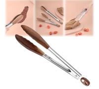 LXCJZY Wooden Cooking Tongs, 2025 New Wooden Tongs for Cooking, Tongs for Serving Food, Stainless Steel Anti-Slip Long Handle Wood Salad Tongs with Hanging Hole (12in)