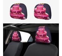 LXCNQFN Car Headrest Covers Personalized Car Seat Headrest Cover Universal Auto Head Rest Covers Pink Cake with Candles Headrest Covers Auto Accessories Dust Cover for Cars SUV Trucks