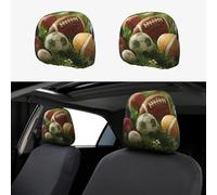 LXCNQFN Car Headrest Covers Personalized Car Seat Headrest Cover Universal Auto Head Rest Covers Sports Balls on The Grass Headrest Covers Auto Accessories Dust Cover for Cars SUV Trucks