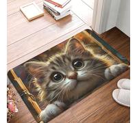 LXCNQFN Door Mat Non-Slip Front Doormat Kitchen Rugs for Entryway curious cat Doormat Indoor Outdoor Welcome Mats Absorbent Entrance Mats for Bedroom Kitchen Porch