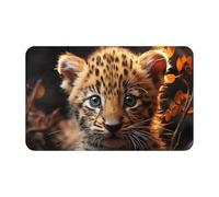 LXCNQFN Door Mat Non-Slip Welcome Mats Washable Kitchen Rug Cute Leopard Doormat Outdoor Indoor Small Rugs for Entryway Low-Profile Front Door Mat for Bedroom Porch