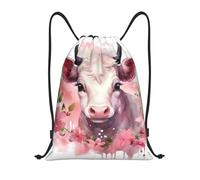 LXCNQFN Drawstring Backpack Sports Gym Bag A Little Pink Cow Drawstring Bags Foldable Backpack for Women Men