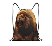 LXCNQFN Drawstring Backpack Sports Gym Bag Angry Roaring Lion Drawstring Bags Foldable Backpack for Women Men