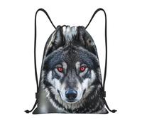 LXCNQFN Drawstring Backpack Sports Gym Bag Big black wolf with red eyes Drawstring Bags Foldable Backpack for Women Men