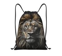 LXCNQFN Drawstring Backpack Sports Gym Bag Black and White Lion Head Drawstring Bags Foldable Backpack for Women Men