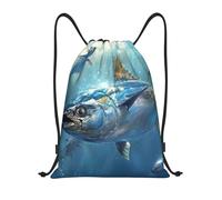 LXCNQFN Drawstring Backpack Sports Gym Bag Bluefin Tuna Thunnus Drawstring Bags Foldable Backpack for Women Men