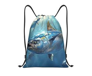 LXCNQFN Drawstring Backpack Sports Gym Bag Bluefin Tuna Thunnus Drawstring Bags Foldable Backpack for Women Men
