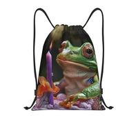 LXCNQFN Drawstring Backpack Sports Gym Bag Holding a Candle Drawstring Bags Foldable Backpack for Women Men