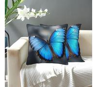 LXCNQFN Throw Pillow Covers 12-20 inche Plush Pillow Covers Blue Butterfly Pillow Covers for Couch Decorative Throw Pillow Cases Square Cushion Covers for Sofa Bed Chair