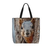 LXCNQFN Tote Bag for Women Squirrel Hiding Behind Tree Grocery Bag Foldable Crossbody Reusable Handbags Shoulder Shopping Bags