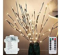 Lxcom Lighting LED Branch Lights 3 Pack 20 LEDs Decorative Branches Battery Operated with Timer Brown Willow Twig Lighted Branches Warm White Artificial Twig Lights for Home Party Wedding Decoration