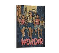 LXDSTK Exquisite Modern Family Canvas Wall Art Picture Print Photo Album-Comic Girl Gang Running Cityscape Poster, Inspiring Youth Vibe 16x24inch(40x60cm)