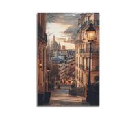 LXDSTK Exquisite Modern Family Canvas Wall Art Picture Print Photo Album-French Country Cityscape Poster with Parisian Street And Sacré - Cœur View 16x24inch(40x60cm)