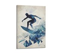 LXDSTK Exquisite Modern Family Canvas Wall Art Picture Print Photo Album-Geometric Art Sport Poster - Dynamic Surfer Riding Wave 08x12inch(20x30cm)