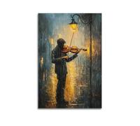 LXDSTK Exquisite Modern Family Canvas Wall Art Picture Print Photo Album-Impressionist - Style Music Poster of Violinist Under Street Lamp 20x30inch(50x75cm)