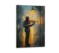 LXDSTK Exquisite Modern Family Canvas Wall Art Picture Print Photo Album-Impressionist - Style Music Poster of Violinist Under Street Lamp 20x30inch(50x75cm)