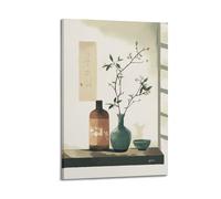 LXDSTK Exquisite Modern Family Canvas Wall Art Picture Print Photo Album-Japandi Botanical Poster with Flowering Branches And Vases 20x30inch(50x75cm)