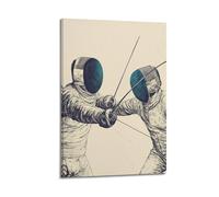 LXDSTK Exquisite Modern Family Canvas Wall Art Picture Print Photo Album-Line Art Sport Poster Fencing Match Action Illustration 12x18inch(30x45cm)