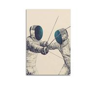 LXDSTK Exquisite Modern Family Canvas Wall Art Picture Print Photo Album-Line Art Sport Poster Fencing Match Action Illustration 12x18inch(30x45cm)