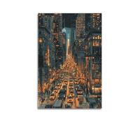 LXDSTK Exquisite Modern Family Canvas Wall Art Picture Print Photo Album-Neon - Inspired Cityscape Poster with Illuminated Skyscrapers And Busy Street 20x30inch(50x75cm)