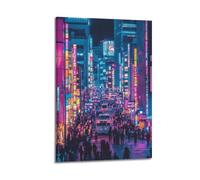 LXDSTK Exquisite Modern Family Canvas Wall Art Picture Print Photo Album-Neon - Lit Cityscape Poster for Urban Nightlife Enthusiasts 20x30inch(50x75cm)
