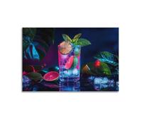 LXDSTK Exquisite Modern Family Canvas Wall Art Picture Print Photo Album-Neon Style Drink Poster with Refreshing Citrus And Mint Garnish 20x30inch(50x75cm)