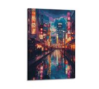 LXDSTK Exquisite Modern Family Canvas Wall Art Picture Print Photo Album-Pop Art Cityscape Poster of Neon - Lit Tokyo Street at Dusk 12x18inch(30x45cm)