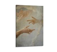 LXDSTK Exquisite Modern Family Canvas Wall Art Picture Print Photo Album-Renaissance - Inspired Christian Poster with Adam And God's Hands 12x18inch(30x45cm)