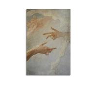 LXDSTK Exquisite Modern Family Canvas Wall Art Picture Print Photo Album-Renaissance - Inspired Christian Poster with Adam And God's Hands 20x30inch(50x75cm)