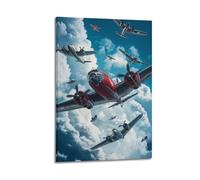 LXDSTK Exquisite Modern Family Canvas Wall Art Picture Print Photo Album-Retro Military Poster with Vintage Planes Flying in The Sky 12x18inch(30x45cm)