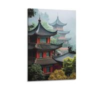 LXDSTK Exquisite Modern Family Canvas Wall Art Picture Print Photo Album-Scandinavian Travel Poster Chinese Pagodas in Misty Forest 16x24inch(40x60cm)