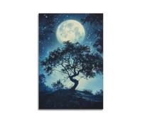 LXDSTK Minimalist Abstract Canvas Wall Art Prints Picture - Surrealist Night Scene Poster with Full Moon And Tree Wall Decor Artwork Posters 20x30inch(50x75cm)