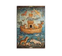 LXDSTK Minimalist Abstract Canvas Wall Art Prints Picture - Vintage Animal Poster Noah's Ark with Various Creatures Wall Decor Artwork Posters 20x30inch(50x75cm)