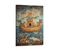 LXDSTK Minimalist Abstract Canvas Wall Art Prints Picture - Vintage Animal Poster Noah's Ark with Various Creatures Wall Decor Artwork Posters 20x30inch(50x75cm)