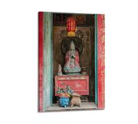 LXDSTK Minimalist Abstract Canvas Wall Art Prints Picture - Vintage Buddhist Statue Poster with Chinese - Style Decor Elements Wall Decor Artwork Posters 16x24inch(40x60cm)