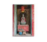 LXDSTK Minimalist Abstract Canvas Wall Art Prints Picture - Vintage Buddhist Statue Poster with Chinese - Style Decor Elements Wall Decor Artwork Posters 24x36inch(60x90cm)