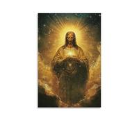 LXDSTK Minimalist Canvas Wall Art Picture Print-Radiant Sacred Heart of Jesus Poster, Mystical Design Modern Family for Living Room Decor Unframe-style 20x30inch(50x75cm)