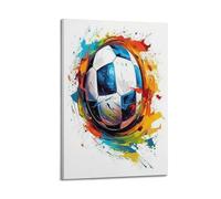 LXDSTK Modern Family Photo Album Posters Wall Art Bedroom Decor - Watercolor Sport Poster Colorful Soccer Ball Design Canvas Prints Artwork 20x30inch(50x75cm)